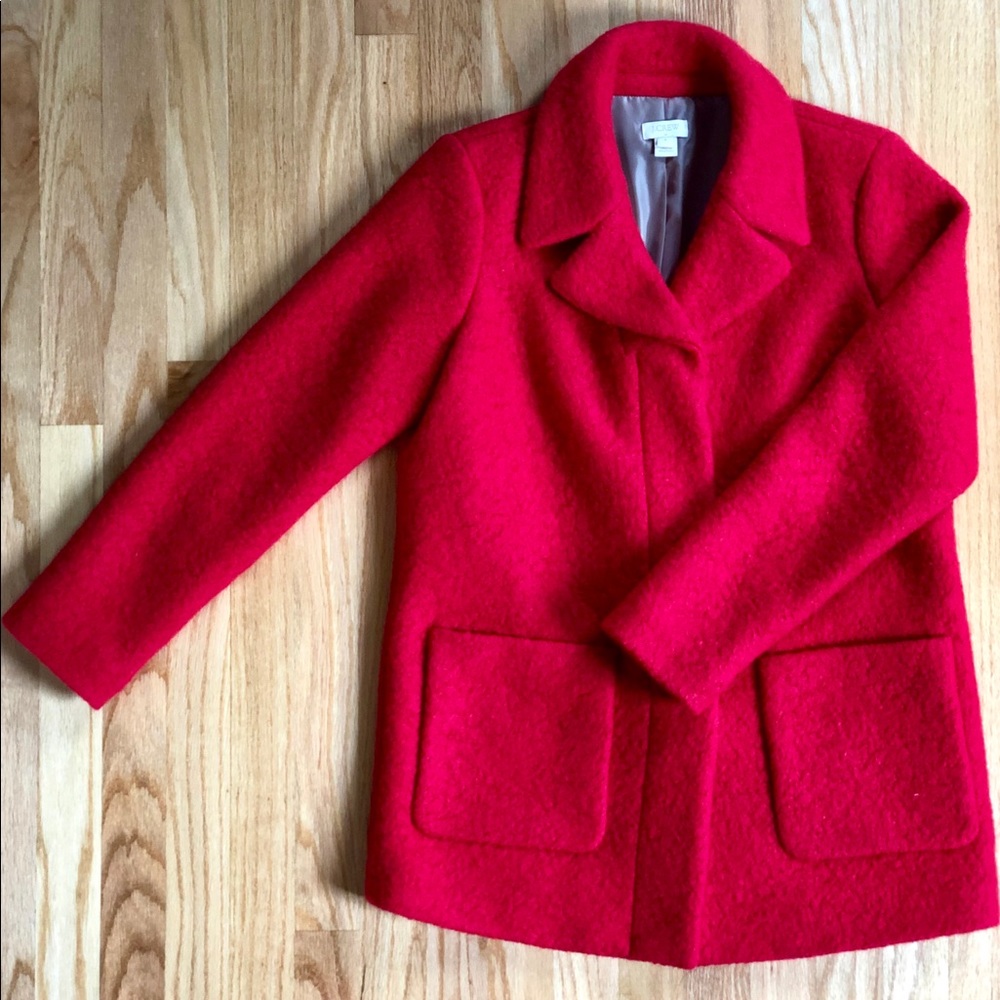 J. Crew Textured Bouclé Coat – Red